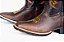 Bota Unissex Mr West - Cor Fossil Café/ Preto/ Bordado Ouro/ Bico Quadrado/ Solado Flex - Outlet - Imagem 4