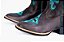 Bota Feminina Mr West - Cor: Crazy Horse/ Crazy Horse/ Bordado Cruz Turquesa/ Solado Lukesse/ Bico Quadrado - Outlet - Imagem 2