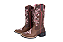 Bota Feminina Mr West - Cor: Fóssil Tabaco/ Bordado Pink bege/ Bico Quadrado/ Solado Flex - Outlet - Imagem 1