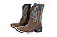 Bota Feminina Mr West - Cor: Mad Dog Café/ Bordado Turquesa/ Bico Quadrado/ Solado Flex - Outlet - Imagem 1