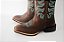 Bota Feminina Mr West - Cor: Fóssil Tabaco/ Fóssil Tabaco/ Bordado Turquesa/ Bico Quadrado/ Solado Flex - Outlet - Imagem 3