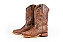 Bota Feminina Goyazes Solado Couro/ Bico Quadrado/ Avestruz/ Couro Atlanta Carmel - Imagem 1