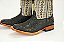 Bota Masculina Goyazes – Couro Exótico Avestruz Legítimo, Cor Preto / Waco Cimento, Cano Médio, Bico Quadrado, Solado em Couro - Imagem 2