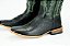 Bota Masculina Mr West - B58P 1457 PTO/CHU, Cor 1463 Cabeça Preta / Fossil Verde, Solado em Couro, Bico Quadrado, Cano Médio - Imagem 2