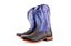 Bota Masculina FYD Cor Cabeça Preta/ Azul Bic/ Solado em couro/ Bico Quadrado/ Cano Médio - Imagem 1