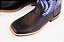 Bota Masculina FYD Cor Cabeça Preta/ Azul Bic/ Solado em couro/ Bico Quadrado/ Cano Médio - Imagem 4