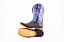 Bota Masculina FYD Cor Cabeça Preta/ Azul Bic/ Solado em couro/ Bico Quadrado/ Cano Médio - Imagem 7