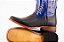 Bota Masculina FYD Cor Cabeça Preta/ Azul Bic/ Solado em couro/ Bico Quadrado/ Cano Médio - Imagem 8