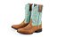 Bota Feminina Durango 0158 – Marrom com Verde Água, Bico Quadrado DGO Gel, Cano Médio e Solado Gel - Imagem 1