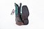 Bota Feminina Austin Solado Flex/ Bico Quadrado/ Cor Tabaco/ Preto/ Bordado Turquesa - Imagem 4