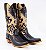 Bota Feminina Goyazes - Bico fino/ Solado couro/ Couro Mustang Preto Semi Areia 256803 - Imagem 2