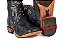 Bota feminina Goyazes Bico quadrado Solado em couro injetado - Café Cano médio Cor - Couro Argentino Preto / Couro Argentino Preto Cod fornecedor - 263201-CC_04 - Imagem 10