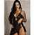 Camisola em Cetim Gloss RENDA, FITAS E STRASS - 4026 - PRETO - Garota Veneno - Imagem 3