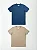 Kit 2 Camisetas Algodão Premium Sem Transparência Bege e Marinho - Imagem 1
