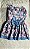 Vestido para Cães Sofi Cor Azul com Triângulos Multi Colors Laço Azul com Pedrarias Coloridas - Gaby Moda Pet - Imagem 1