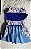 Vestido para Cães Sofi Cor Azul com Triângulos Multi Colors Laço Azul com Pedrarias Coloridas - Gaby Moda Pet - Imagem 2