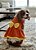Vestido para Cães Laranja Neon com Laço Amarelo com Borboletas - Gaby Moda Pet - Imagem 1