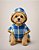 Roupa para Cães Inverno Blusão Soft Xadrez Azul e Nude com Detalhe Punho Amarelo com Capuz - Imagem 1