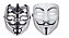 2 Mascaras V De Vingança Anonymous Halloween Branca e Prata - Imagem 1