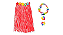 Saia Havaiana 60 Cm Adulta Adulto Colar Pulseira Fantasia Carnaval - Imagem 3