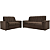 Conjunto 2 e 3 Lugares Onix Amilcar Suede Marrom - Imagem 1