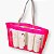 10 Sacolas De Pvc Transparente Cristal Bolsa Praia 39x29,5x8 Detalhe Rosa - Imagem 4