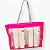 10 Sacolas De Pvc Transparente Cristal Bolsa Praia 39x29,5x8 Detalhe Rosa - Imagem 3