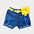 Shorts Jeans Infantil com elastano (acompanha cinto e bolsinha amarela) - Imagem 1