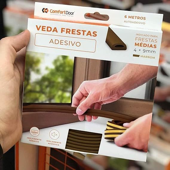 Veda Frestas Adesivo - 4mm Marrom, 6 Metros - ComfortDoor - Imagem 5