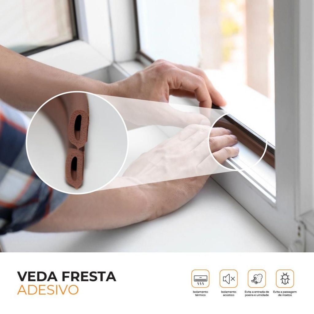 Veda Frestas Adesivo - 4mm Marrom, 6 Metros - ComfortDoor - Imagem 6