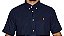 Camisa Social Oxford Xadrez Manga Curta Azul Marinho Logo Clássico Laranja - Imagem 4