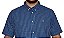 Camisa Social Oxford Xadrez Manga Curta Azul Royal Logo Clássico Laranja - Imagem 4
