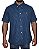 Camisa Social Oxford Xadrez Manga Curta Azul Royal Logo Clássico Laranja - Imagem 1