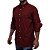 Camisa Social Oxford Xadrez Manga Longa Bordo Logo Clássico Verde - Imagem 3