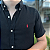 Camisa Social Linho Manga Curta Preto Logo Clássico Vermelho - Imagem 1