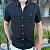 Camisa Social Linho Manga Curta Preto Logo Clássico Vermelho - Imagem 2
