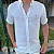 Camisa Social Linho Manga Curta Branco Logo Clássico Cinza - Imagem 2