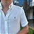 Camisa Social Linho Manga Curta Branco Logo Clássico Cinza - Imagem 3