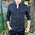 Camisa Social Tecido Plano Manga Longa Preto Logo Clássico Vermelho - Imagem 1