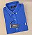 Camisa Social Linho Manga Curta Azul Royal Logo Clássico Laranja - Imagem 1