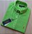 Camisa Social Linho Manga Curta Verde Limão Logo Clássico Laranja - Imagem 1