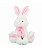 COELHO DE TECIDO PASCOA BRANCO LACO ROSA - Imagem 1