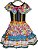 VESTIDO JUNINO FLORAL TURQUESA A23 TAM P - Imagem 1