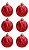 6 Bolas de Natal Listradas Cromus Losango Vermelha 6cm - Imagem 5
