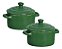 Kit 2 Mini Caçarola Panelinha Molheira Pote Cerâmica Verde - Imagem 1