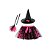 Kit Fantasia Halloween Infantil - Bruxinha Poá Rosa - 3 Peças - Imagem 1
