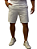 Bermuda Acostamento Masculina Cinza Claro 100% Algodão Casual - Imagem 2