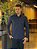 Camisa Aramis Regular Tricoline Liso Stretch Marinho - Imagem 1