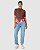 Calça Feminina Reta Cropped Com Lenço Estampado Em Jeans Stretch 1000134223 - Imagem 1
