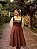 Vestido Celine Bordado Marrom Café - Imagem 2
